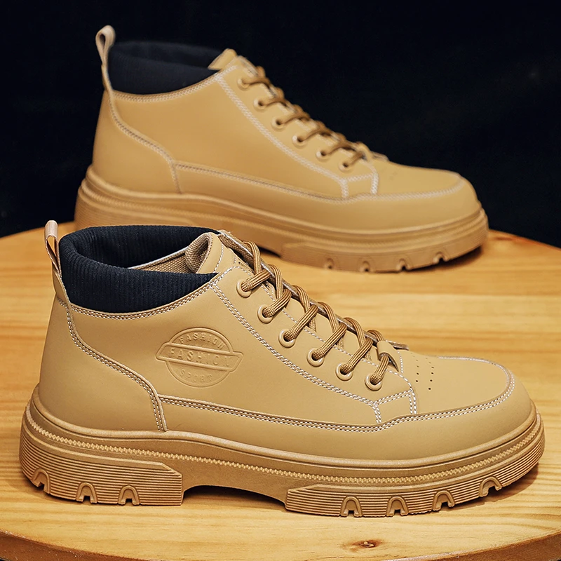 马丁靴男款2024新款春秋款高帮工装靴子男士英伦风增高皮靴男M-9