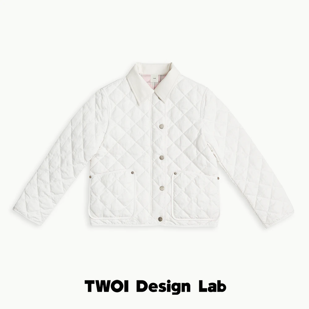 TWOI Design Lab"All White Look"「奶油白菱格+内里格纹羽绒服」