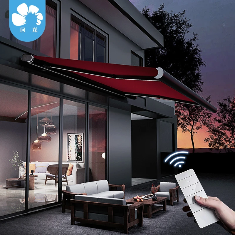 全盒电动伸缩式遮阳棚自动遥控铝合金雨篷庭院阳台户外雨棚挡雨
