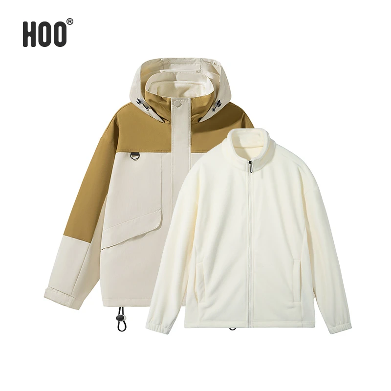 HOO中大童秋冬季新品三合一机能百搭休闲连帽防风防水冲锋衣0603