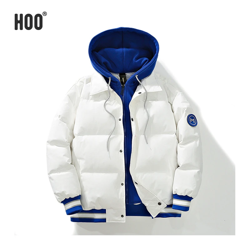 HOO中大男童冬季羽绒服白鸭绒加绒加厚上衣宽松连帽男童保暖0626