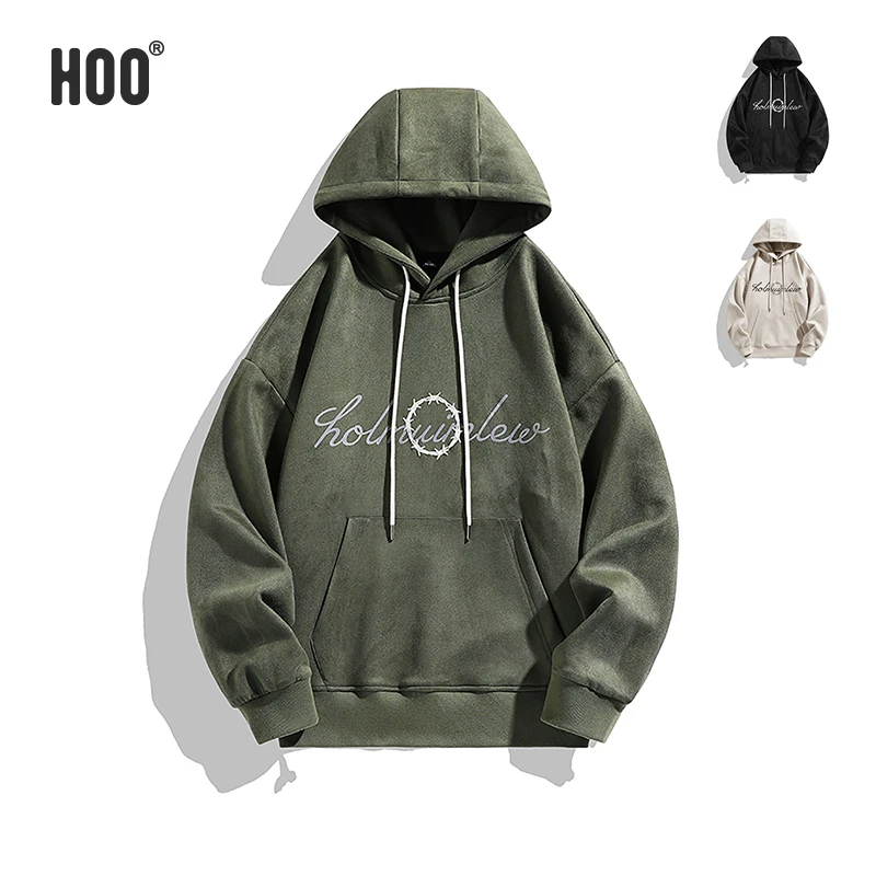 HOO中大男童6-12岁秋季新品百搭潮流休闲美式连帽ins套头卫衣0595