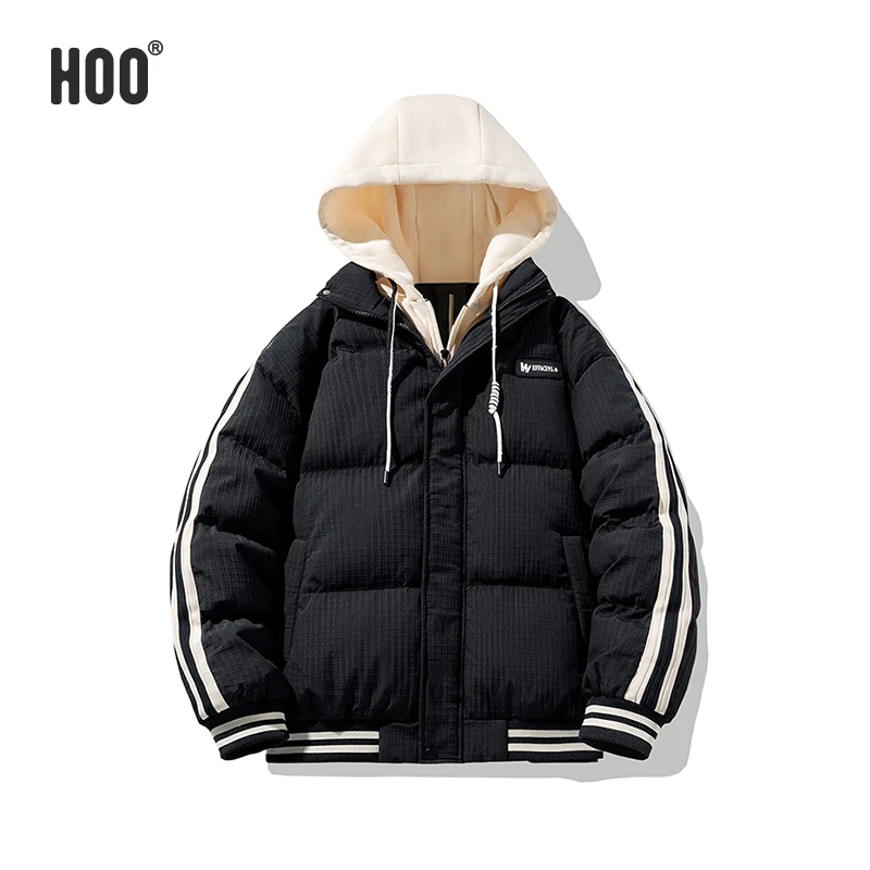 HOO中大男童冬季加厚羽绒服儿童白鸭绒撞色拼接立体外套0609