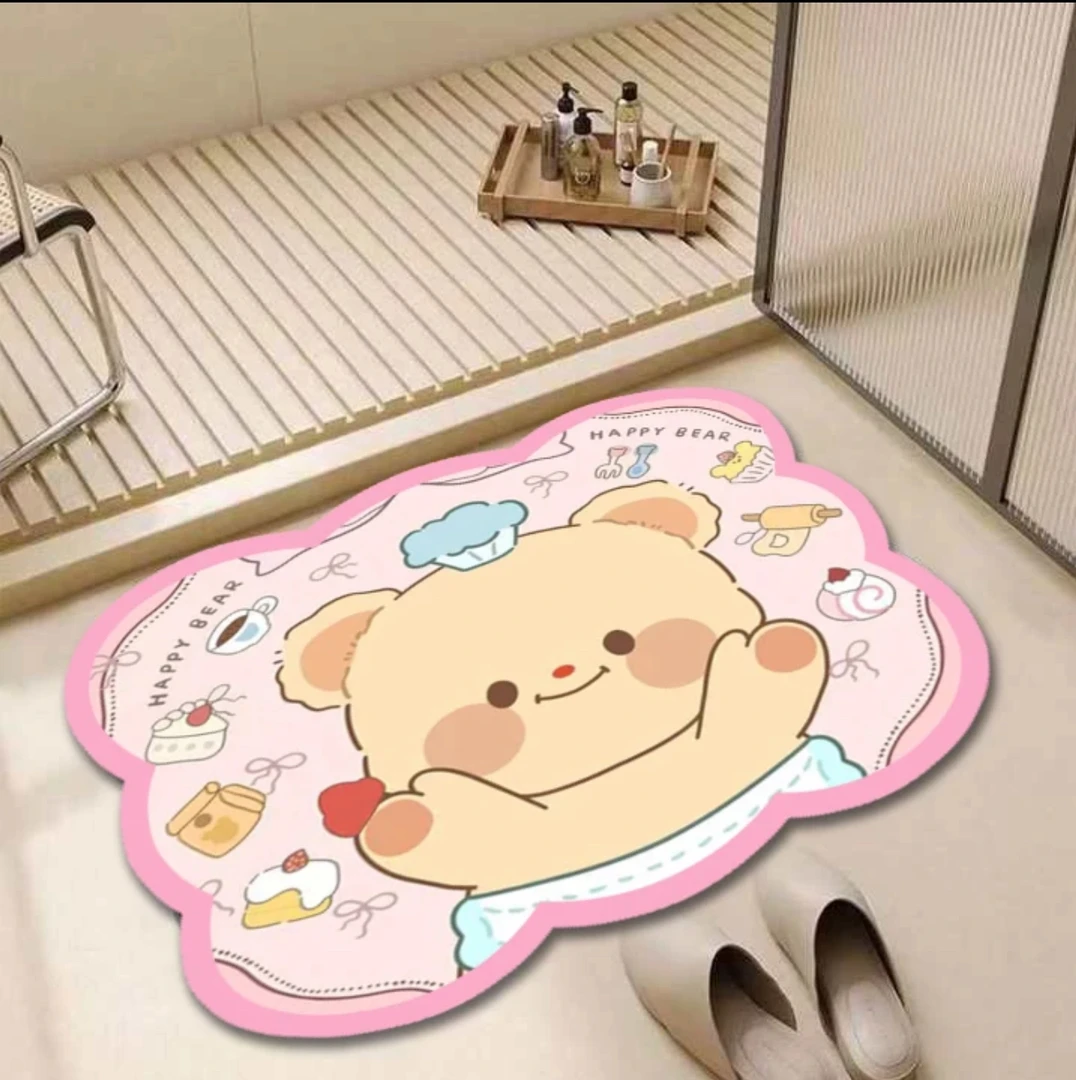 可爱系加厚异形蛋糕小熊吸水地垫家用硅藻泥小猪入户门浴室门垫