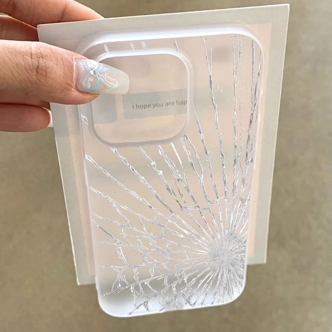 艺术裂屏适用苹果网红15Promax/14硅胶13潮款iPhone11Pro手机壳12