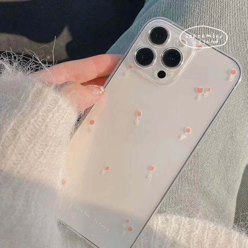 苹果15Pro/14promax手机壳VIVO小米华为简约小碎花透明荣耀OPPO软
