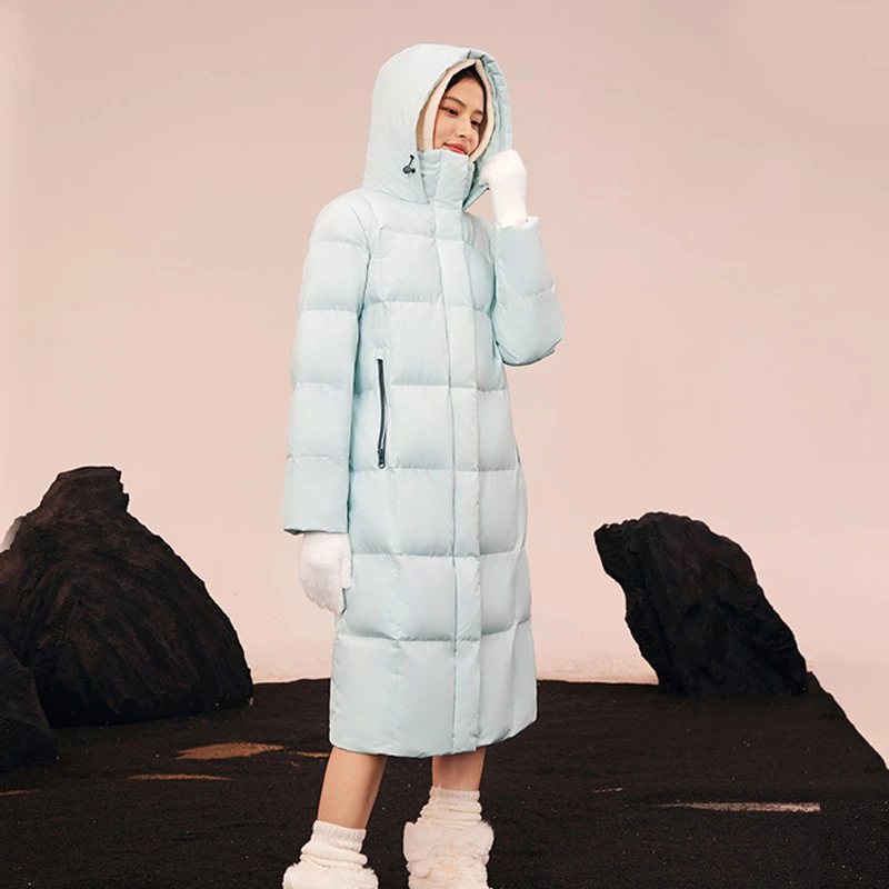 雪中飞秋冬女士显瘦加厚保暖鹅绒长款羽绒服X40140208E