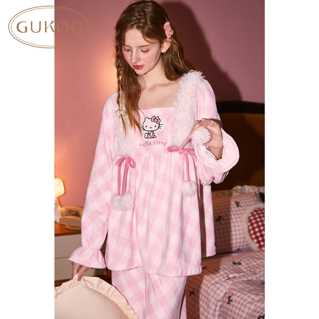 【Gukoo果壳】纯欲风系列秋冬甜美牛奶绒保暖可外穿睡衣家居服套装