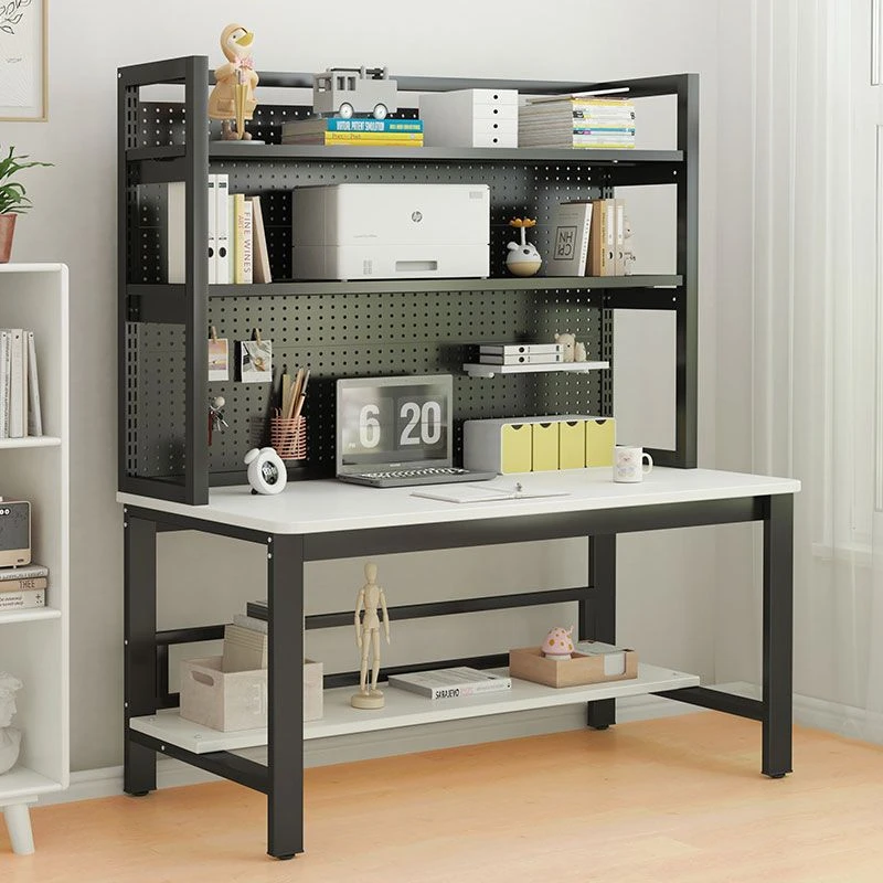 洞洞板电脑桌台式桌书桌书架一体家用卧室学生学习桌写字桌写字台