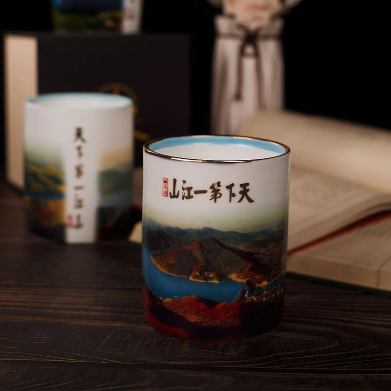 吉林文创风光图笔筒 桌面收纳摆件礼物吉林风景笔筒