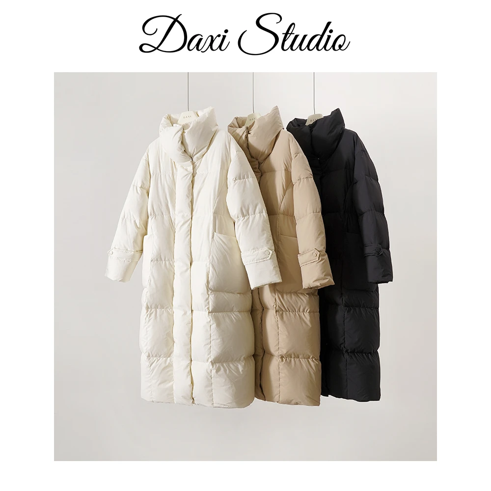 DX.DAXI【长白雪山】23冬季韩版宽松中长款过膝90白鸭绒加厚羽绒服
