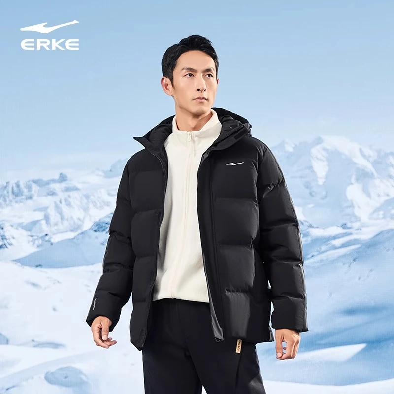 防泼水/抗静电丨鸿星尔克运动羽绒服男2025冬季新款户外休闲百搭