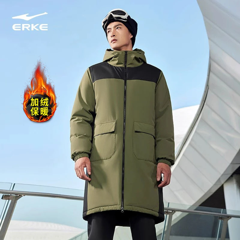 鸿星尔克棉服男2025春季爆款中长款外套防风加厚保暖运动棉服男装