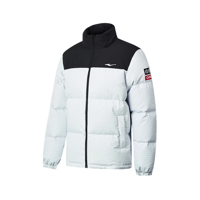 鸿星尔克三防运动羽绒服男2025冬季新款户外保暖百搭休闲夹克外套