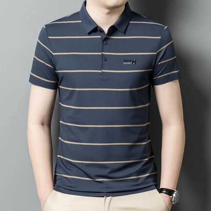 2024夏季短袖Polo衫男无痕翻领T恤男潮薄款休闲半袖丅恤轻奢高档