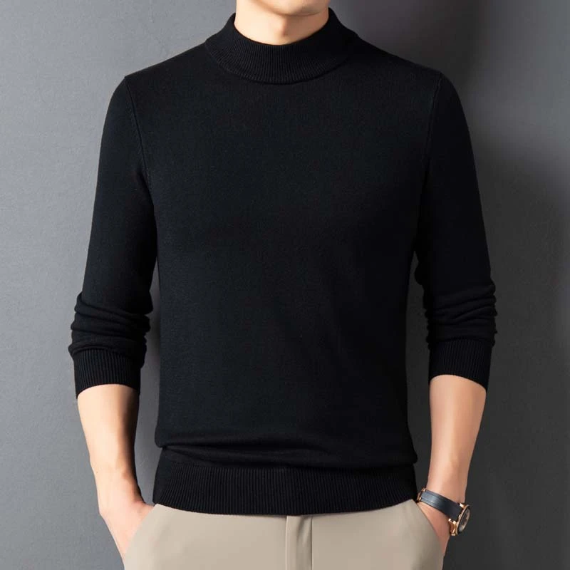 新款新款鄂尔多斯市高档羊毛衫男加厚半高领毛衣保暖冬季针织衫