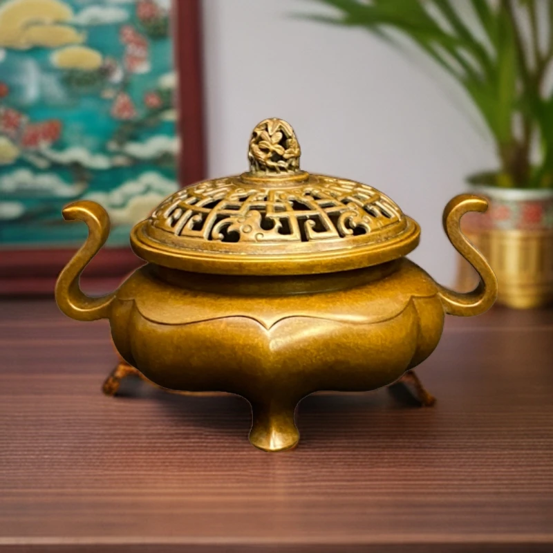 【善香缘工艺品】苏工庆松堂胡庆松制官帽耳海棠熏炉10*10*7cm复古