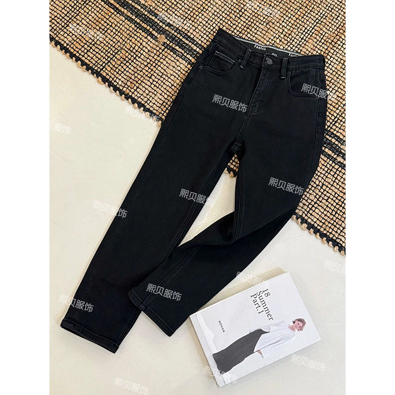 熙贝6  高品质高腰显瘦裤子秋冬休闲百搭加绒磨毛烟管裤 D8626