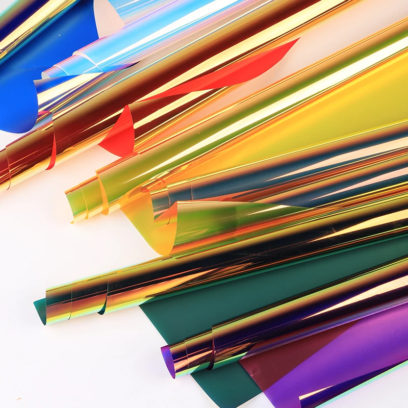 【V5】七夕情人节新款花影重叠彩色糖果花束包装纸水晶花束玻璃纸