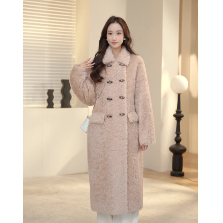 Basic House/百家好秋冬新款大衣长款宽松毛毛外套女B0754B5QH32