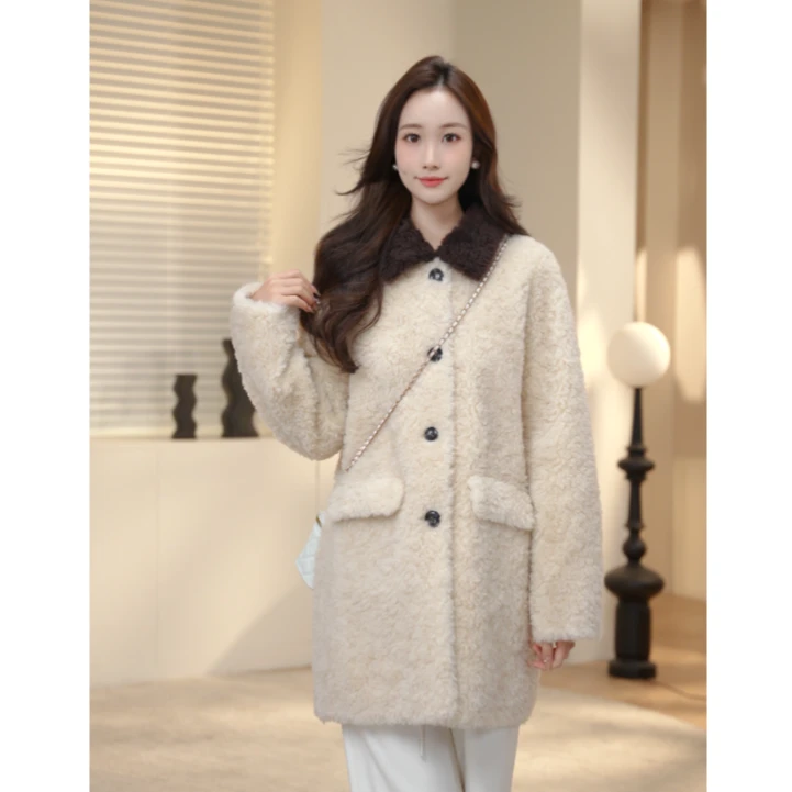 Basic House/百家好秋冬新款大衣宽松休闲毛毛外套女B0754B5D892