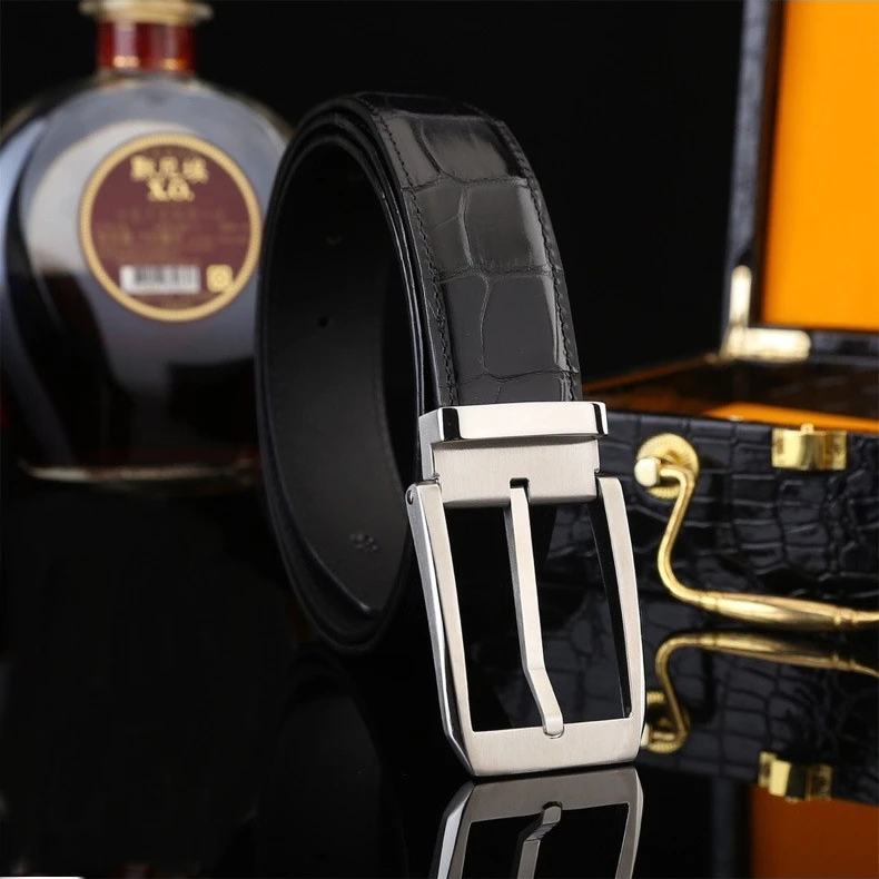 新款鳄鱼皮真皮男士腰带针扣高档商务百搭男式皮带时尚休闲裤腰带