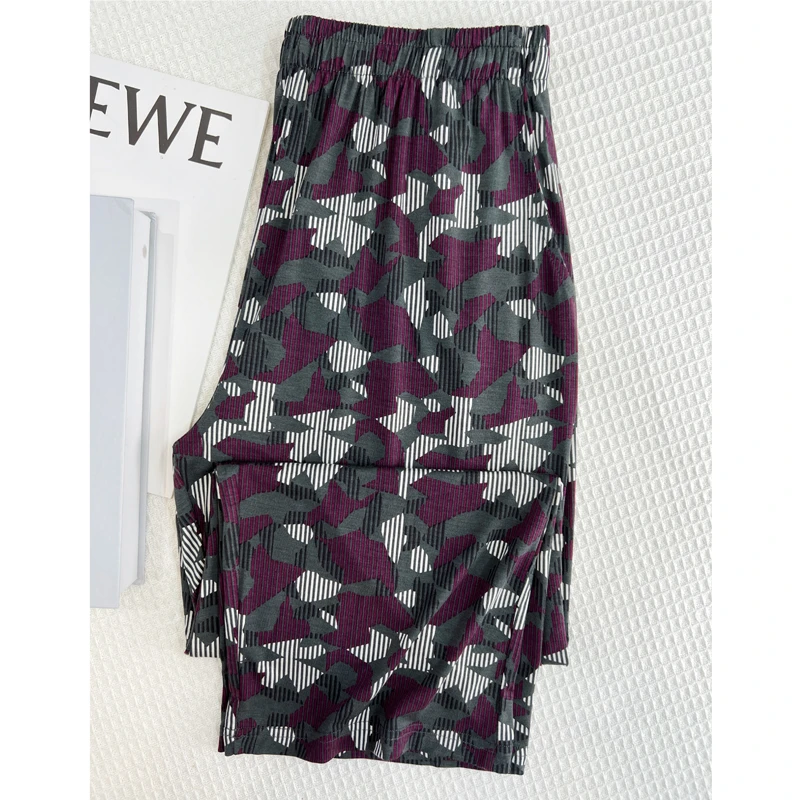 【几何元素】软弹手感50支莫代尔八分睡裤遛弯散步大码印花家居裤