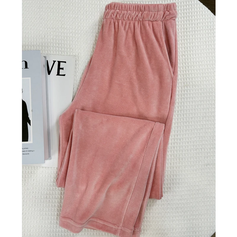 【超细天鹅绒】居家外穿复古华丽感中老年秋冬女睡裤暖气房必备