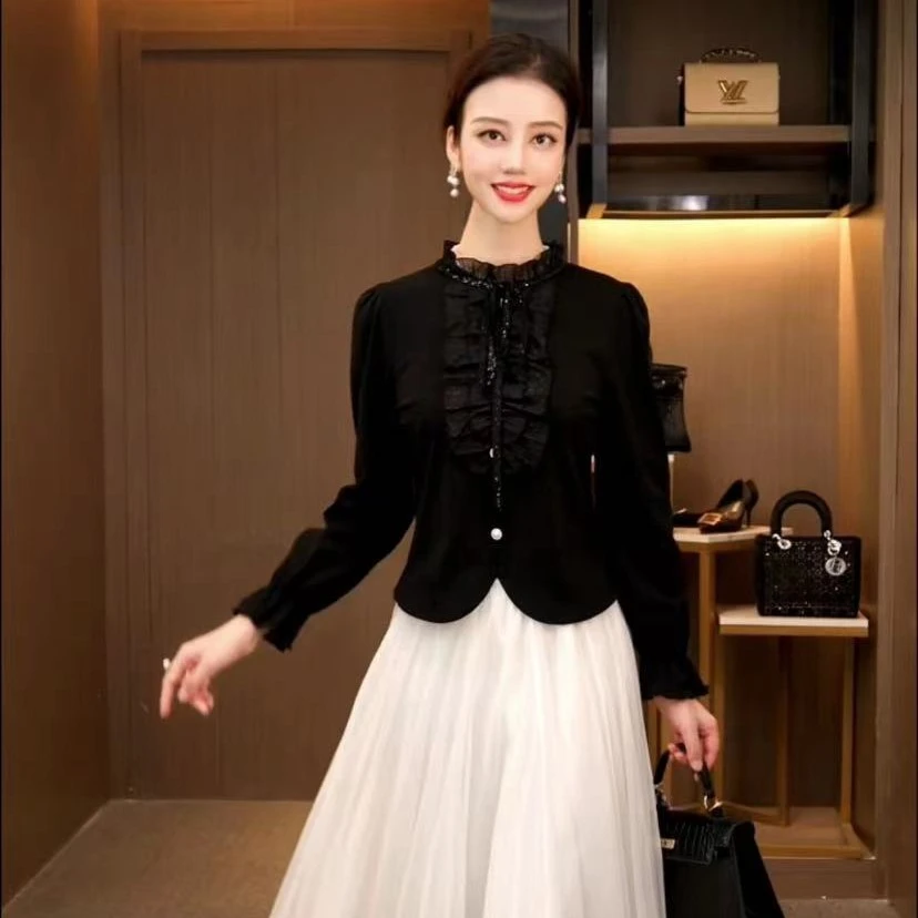 L3D1131 秋冬法式半高领复古时尚气质修身显瘦棉T恤上衣