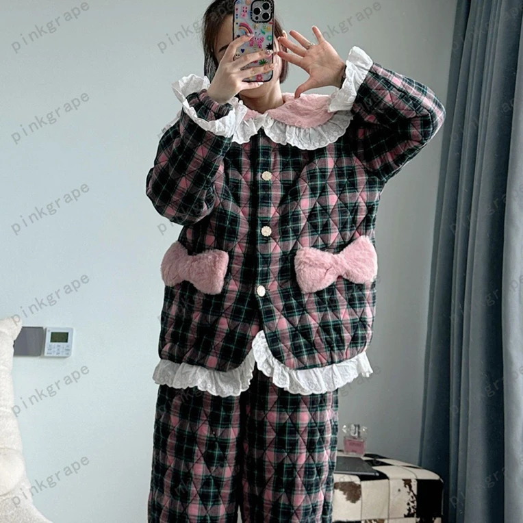 pinkgrape2024新款三层夹棉加厚睡衣女冬季家居服套装P2478508