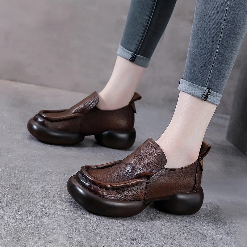 江南鞋匠2025春季新款真皮头层牛皮软底软面时尚休闲鞋子女款秋冬