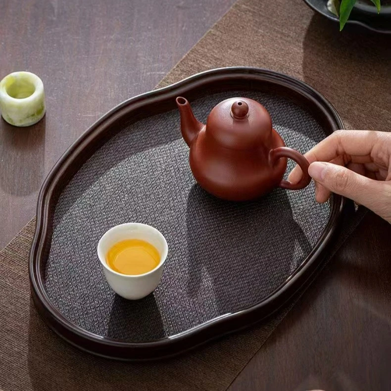 悦舒 复古竹制干泡台茶盘编制席面家用创意茶托盘高档简约茶具