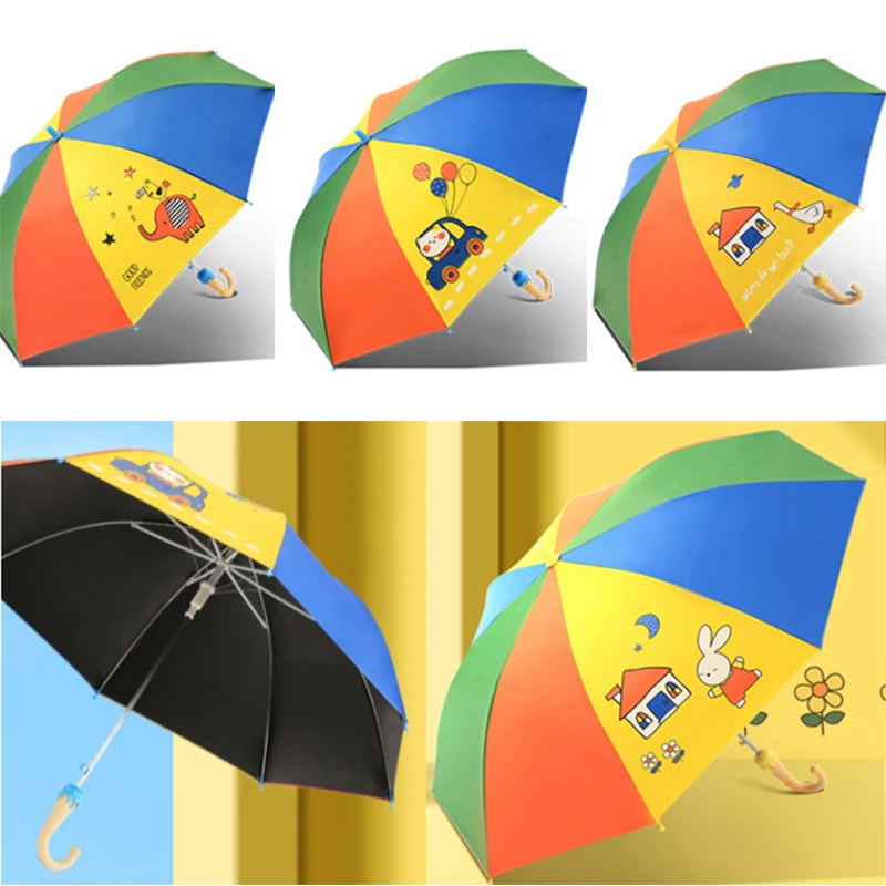 正品天堂伞七彩儿童学生伞-8骨黑胶防晒防紫外线加固结实防风防雨