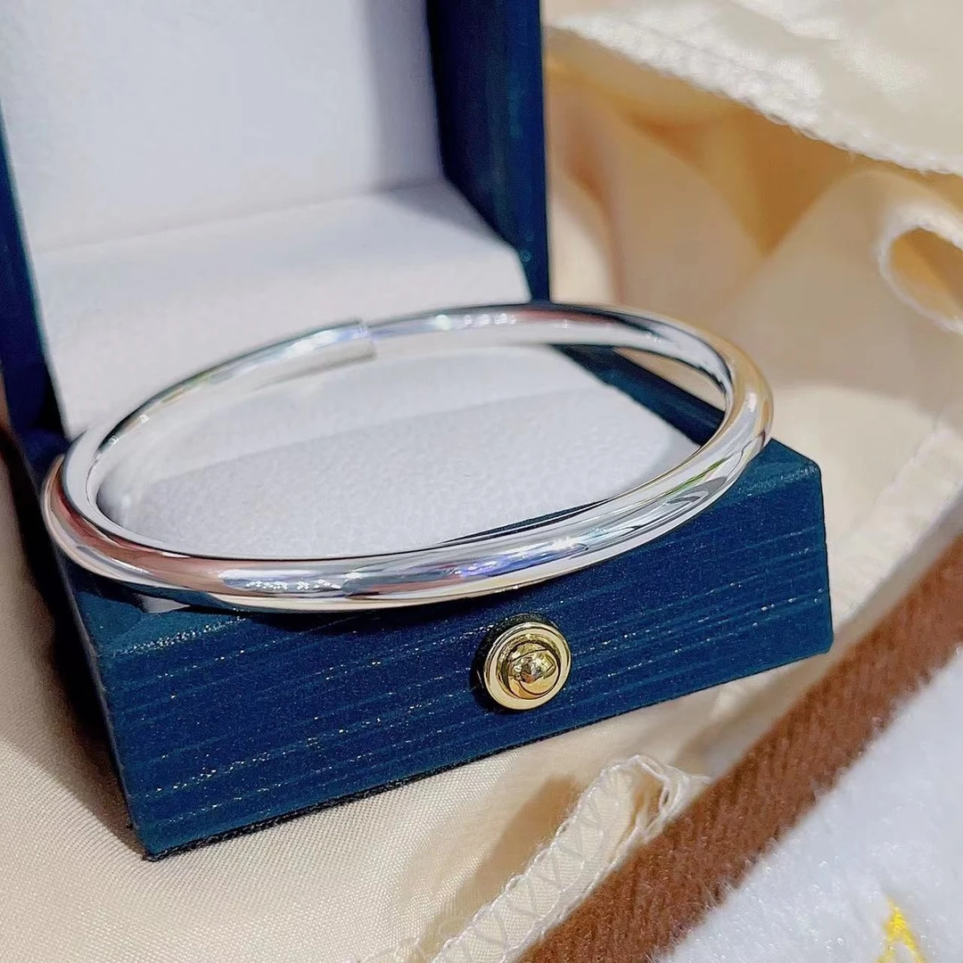 足银手镯 【光面圆肚开口】 约30克 足银9999手镯 A1126