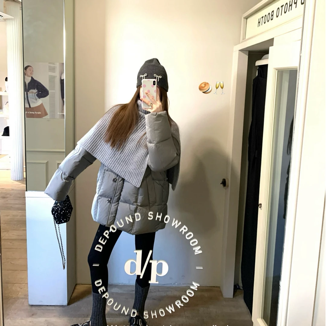 aaaaxbbb 艾迪芬奇的记忆 两色披肩羽绒服套装高级感保暖秋冬外套