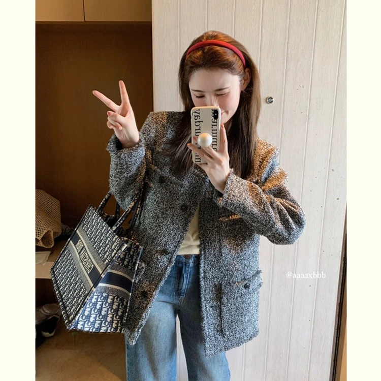 aaaaxbbb 盘尼西林 法式小香风设计感毛呢外套气质早春上衣 折扣