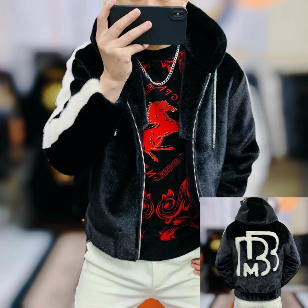 阿凯严选  欧洲站冬季新款男士潮流修身连帽加厚网红轻奢欧货外套