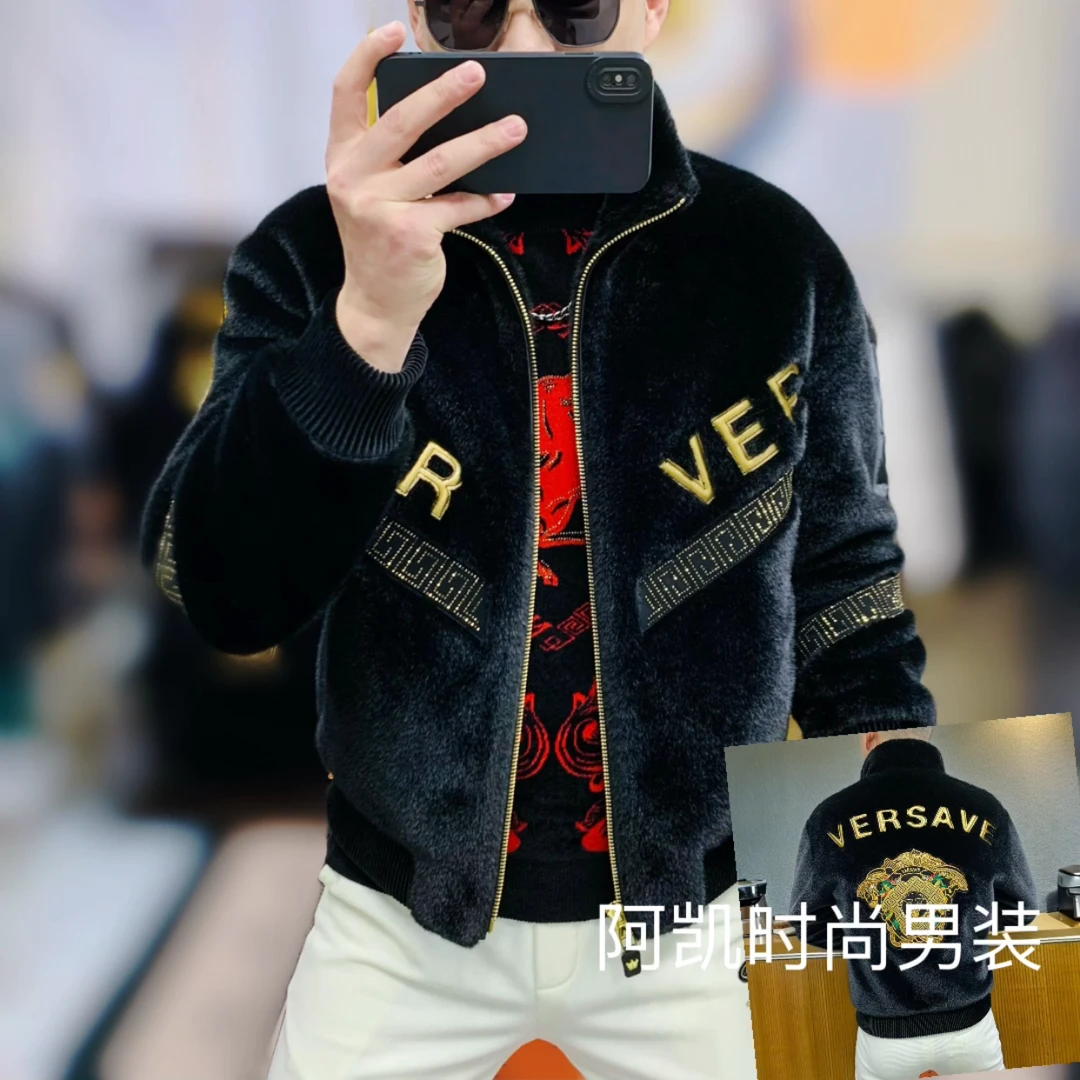 阿凯严选  高品质冬季新款男士潮流轻奢刺绣潮牌欧货修身翻领外套