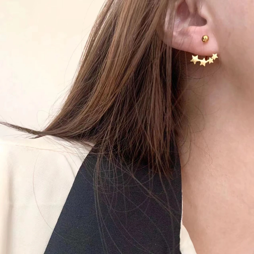 钛钢耳饰 星星耳饰 U形设计