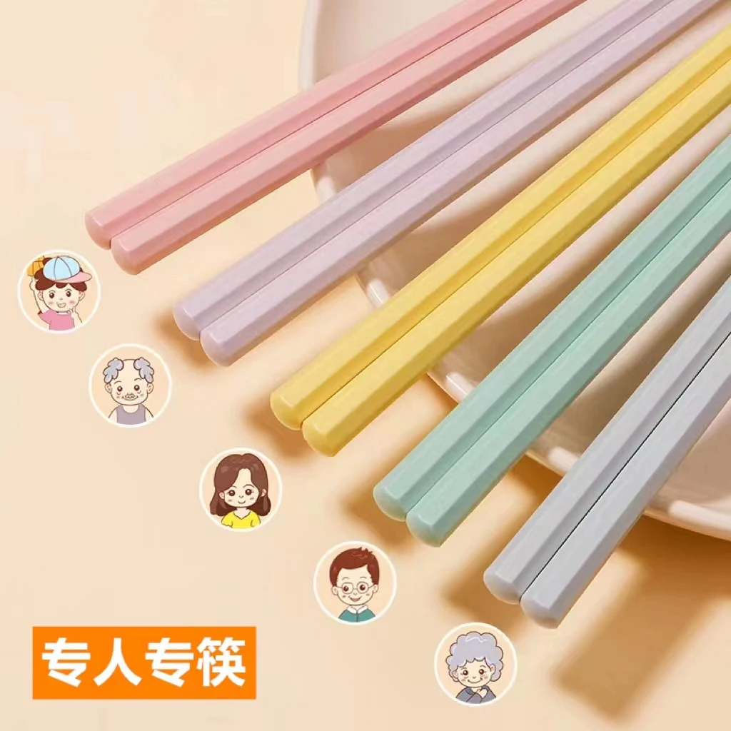 高档合金筷子防滑防发霉家用筷子马卡龙色系八角创意新款分餐筷