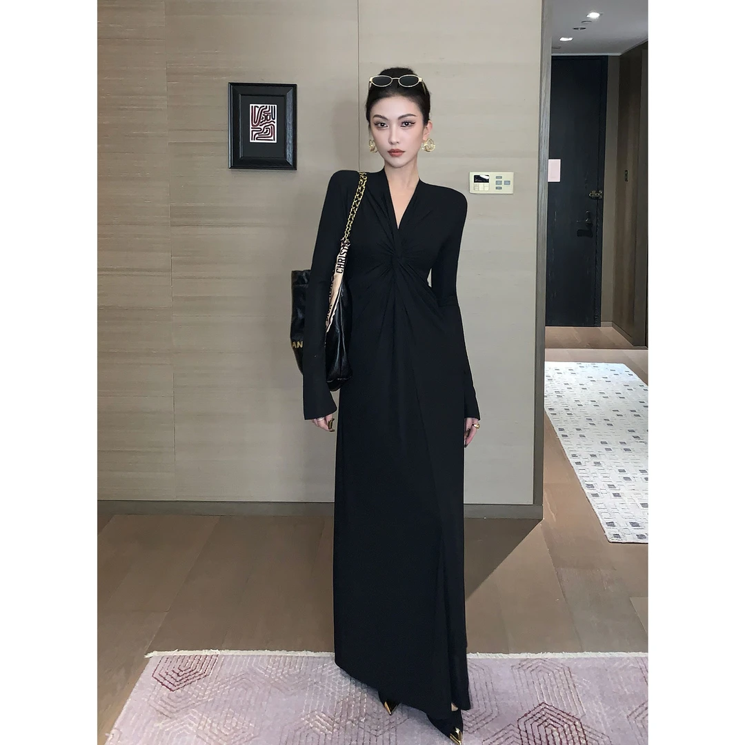 JIJINQI显瘦气质长袖连衣裙秋季新款时尚收腰连衣裙 JC07LZPT242