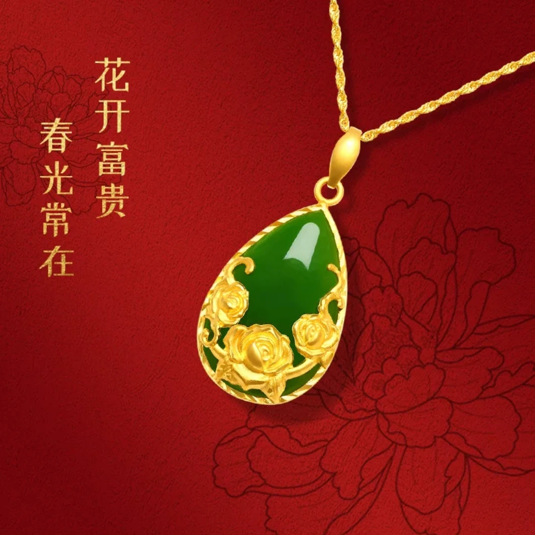 铜合金项链 精美国风项链气质女款项坠