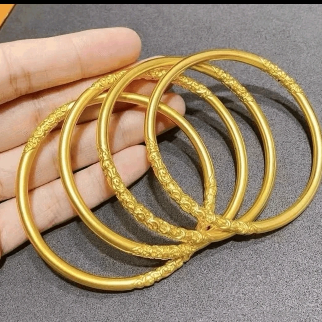 铜合金手镯 《卷草纹》实心花纹精美女款百搭古法简约