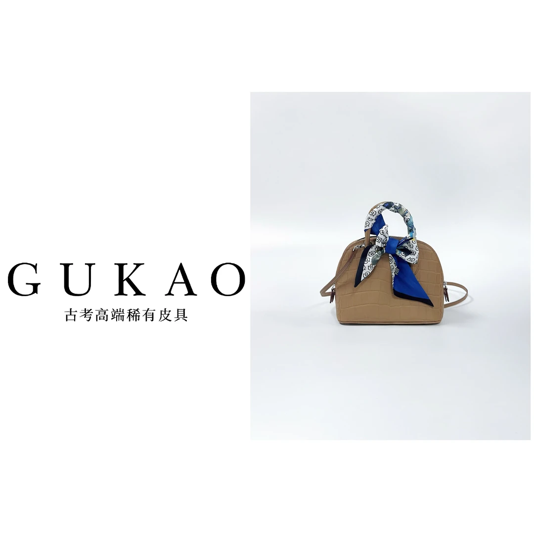 GUKAO/古考2024新款女士真皮鳄鱼皮牛皮手提斜跨包3455H-1