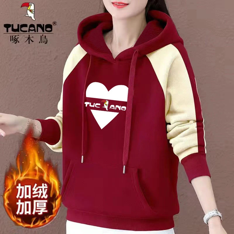 清仓捡漏啄木鸟正品特价秋冬季加绒加厚卫衣女连帽衫宽松显瘦上衣
