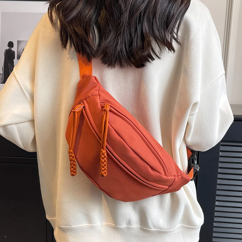 帆布休闲小包包网红时尚潮牌单肩斜挎包简约运动胸包夏季百搭腰包