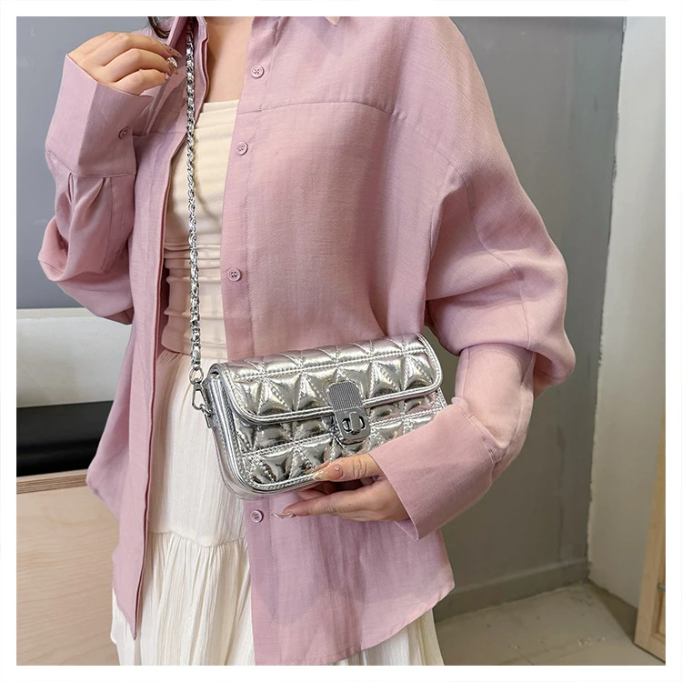 链条小香风菱格包包女2024夏季韩式ins时尚简约小方包斜挎包