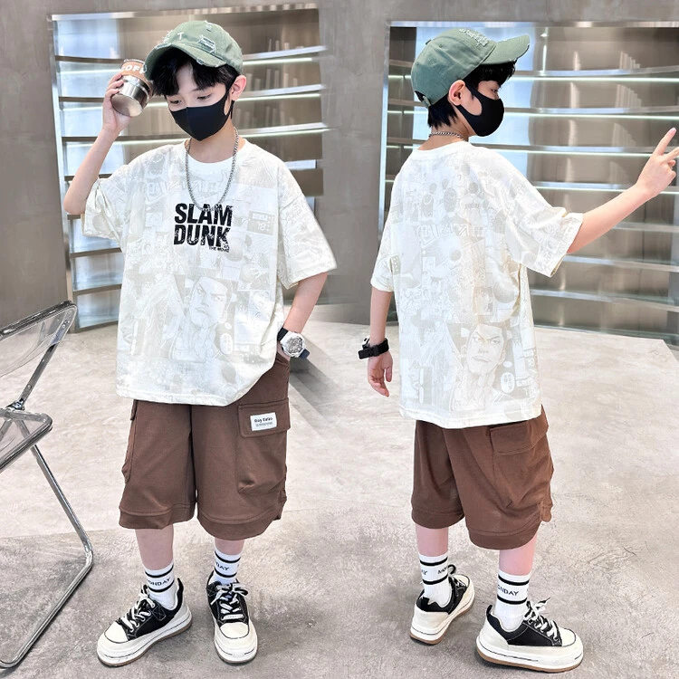 06款男童夏装薄款套装2024新款中大童夏季儿童运动夏款男孩帅气潮