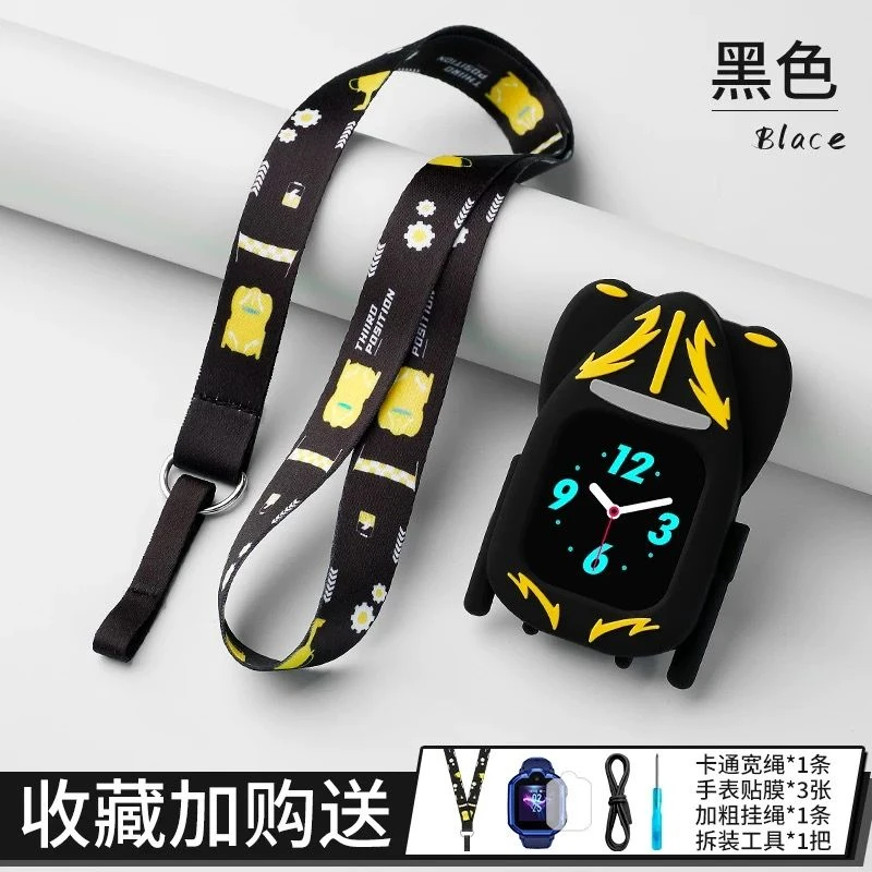 适用华为儿童手表表带3/3s/3Pro挂脖套荣耀K2粗绳吊坠硅胶保护壳