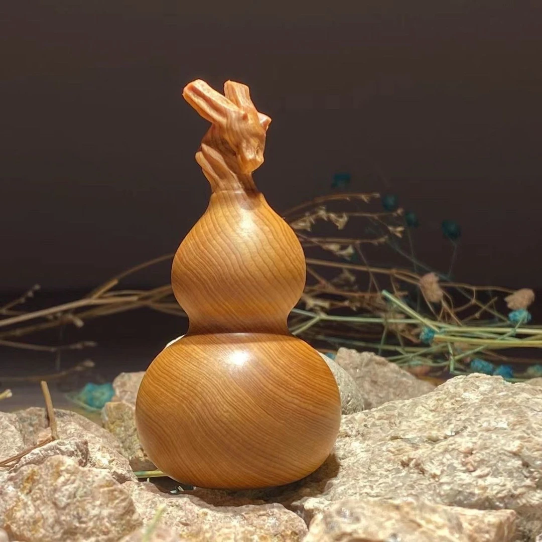 太行崖柏陈化料手把件实木雕刻龙头葫芦福禄文玩随身盘玩工艺品